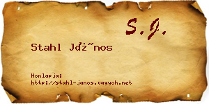 Stahl János névjegykártya